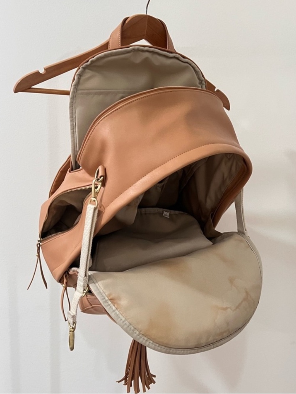 Skip Hop Tan Faux Leather Tassel Backpack - Picture 2 of 3